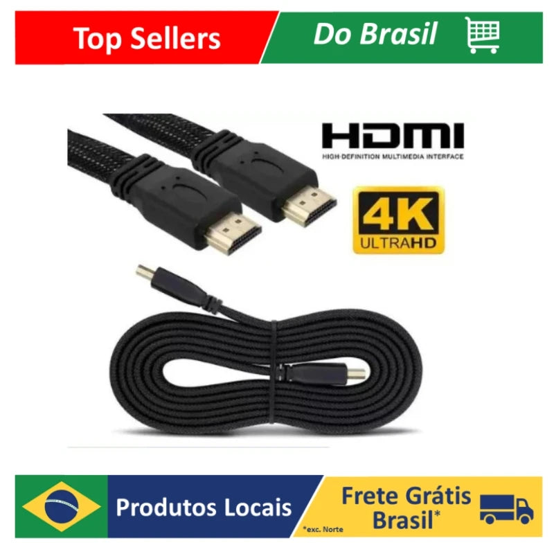 Cabo Hdmi Ultra Hd,HDR, 3d 4k Alta Resolução,1080p, 3 a 5 Metros