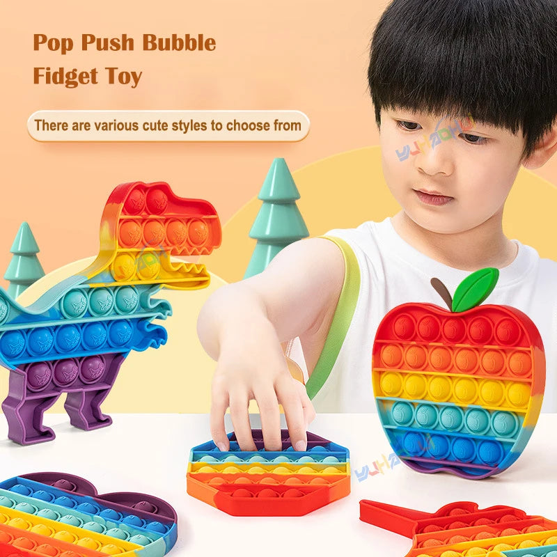 Rainbow Pop Push Bubblle Fidget Anti Stress Relief Toys for Adult Children Special Needs Sensory Toys Interactive Toys for Kids