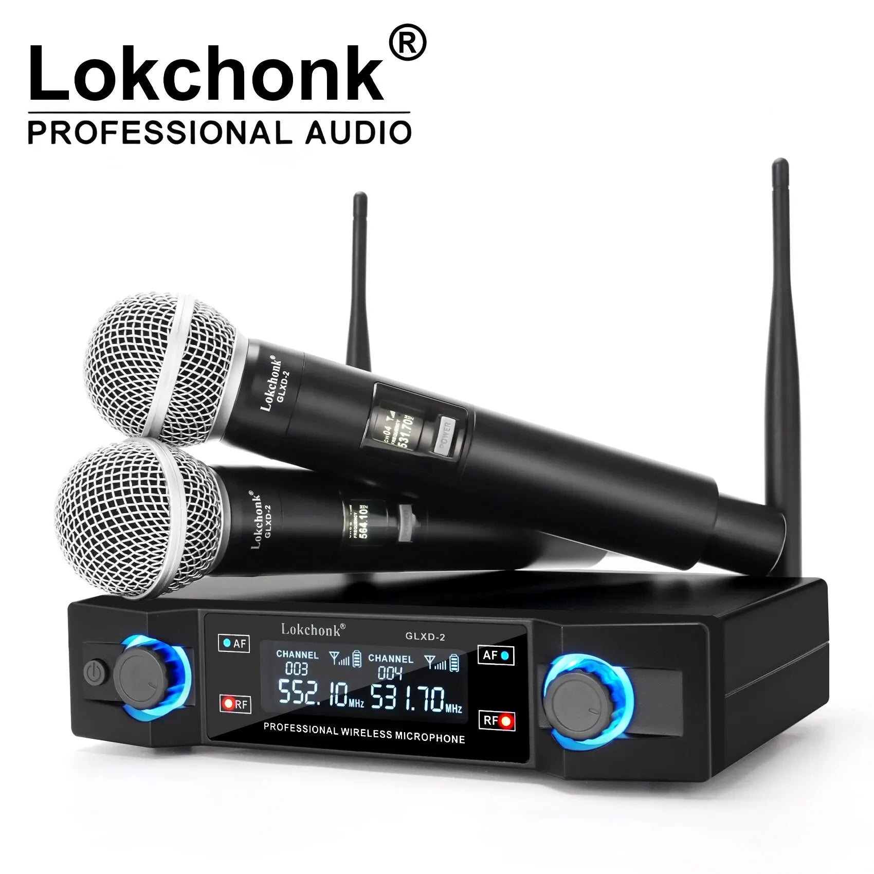 Karaokê:GLXD2 Profissional Sistema de Microfone Sem Fio Dual Channel UHF Frequência Fixa Sem Fio Microfone Dinâmico Portátil Para Festa de Karaokê